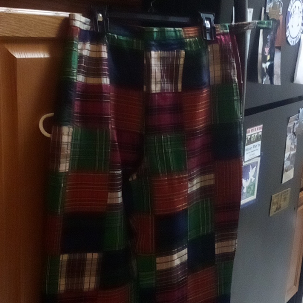 Isaac mizrahi plaid silk pants
